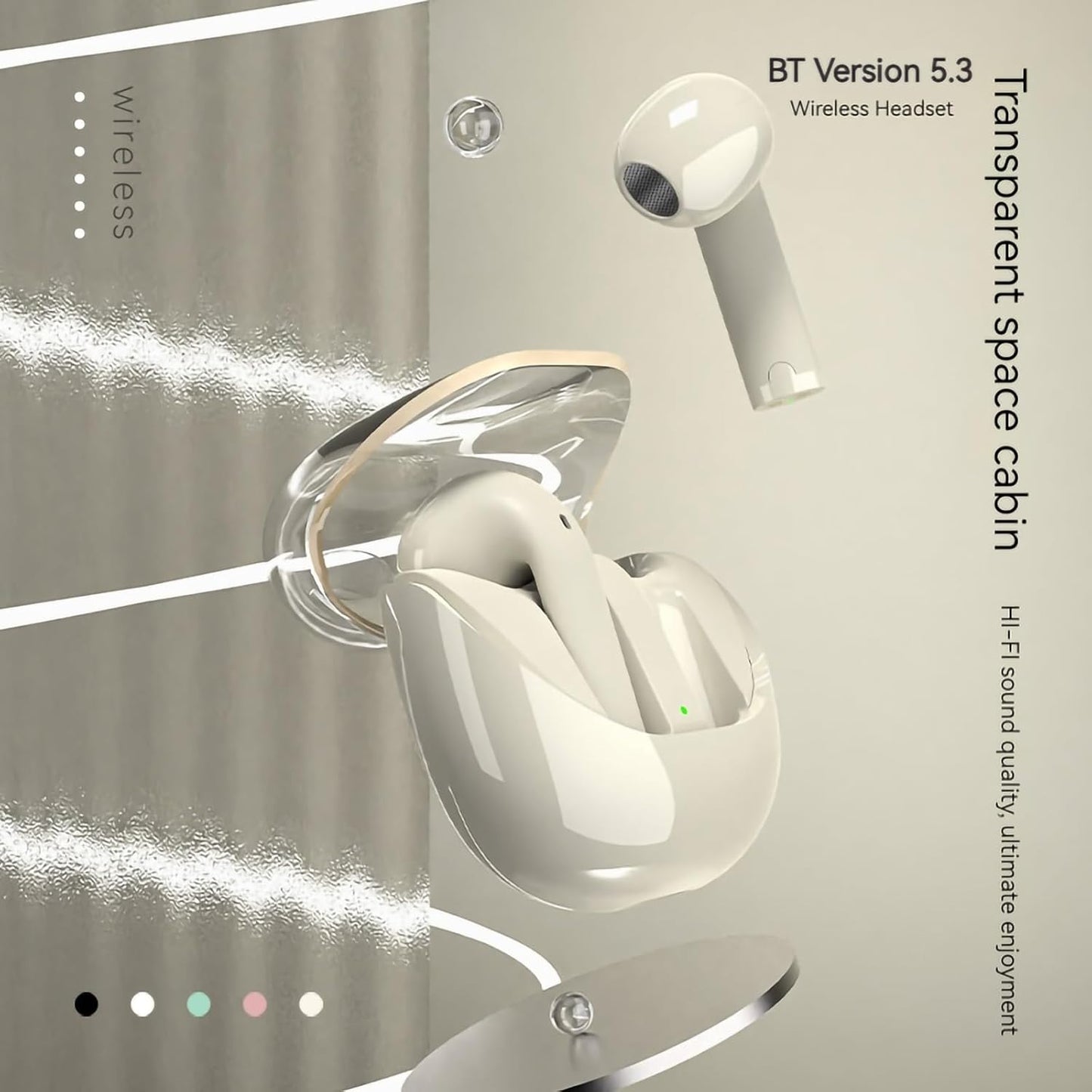 Space Capsule Pro E19 Wireless Bluetooth 5.3 Earbuds, 50H Playtime, Deep Bass, Waterproof, In-Ear Headphones with Mic, Black