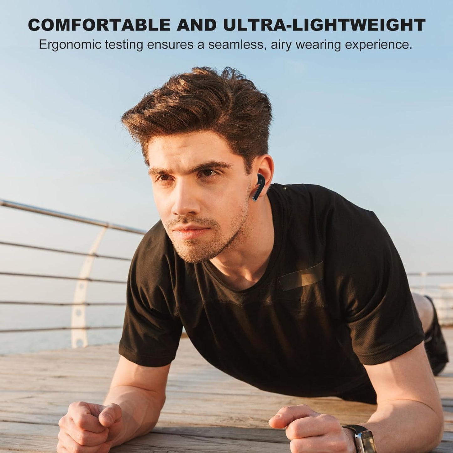 Space Capsule Pro E19 Wireless Bluetooth 5.3 Earbuds, 50H Playtime, Deep Bass, Waterproof, In-Ear Headphones with Mic, Black