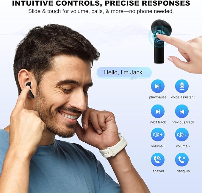 Space Capsule Pro E19 Wireless Bluetooth 5.3 Earbuds, 50H Playtime, Deep Bass, Waterproof, In-Ear Headphones with Mic, Black