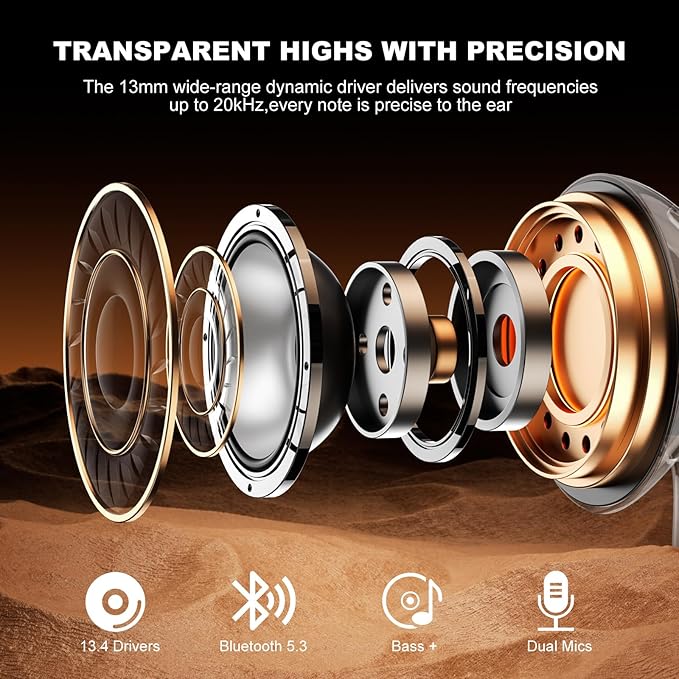 Space Capsule Pro E19 Wireless Bluetooth 5.3 Earbuds, 50H Playtime, Deep Bass, Waterproof, In-Ear Headphones with Mic, Black