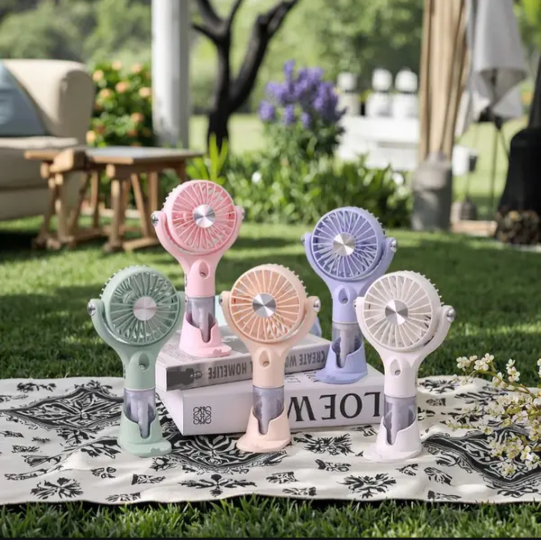 🌬️ Spray Fan Portable Handheld Mist Fan with Water Spray | 100 Speed | Oscillating | USB Rechargeable | Mini Personal Cooler
