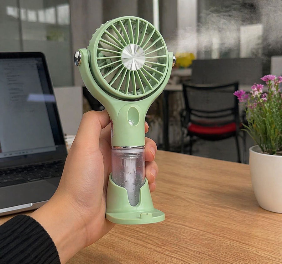 🌬️ Spray Fan Portable Handheld Mist Fan with Water Spray | 100 Speed | Oscillating | USB Rechargeable | Mini Personal Cooler